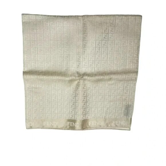 EUC Fendi beige Zucchino FF Logo Printed Scarf - Picture 4 of 9